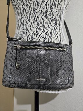 Cole Haan Gray Snake-Embossed Crossbody Bag